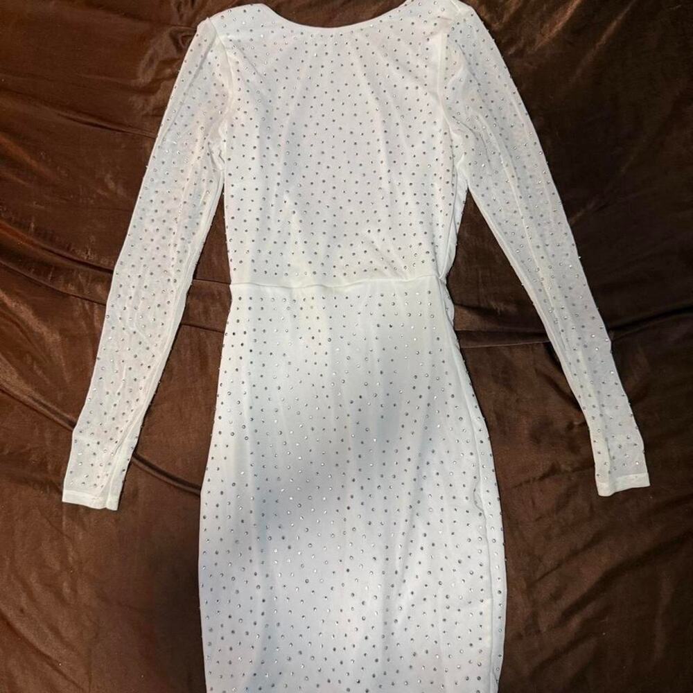 Windsor white long sleeve body con mini dress